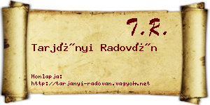 Tarjányi Radován névjegykártya